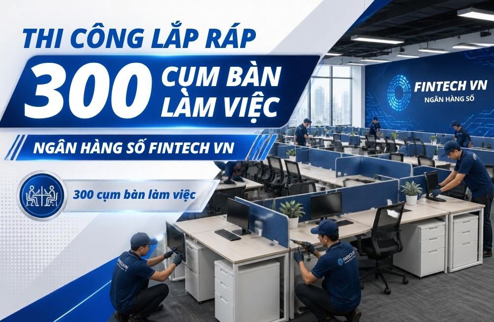 Thi công lắp ráp 300 cụm bàn làm việc cho Ngân hàng số FinTech VN
