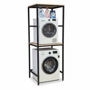 Kệ máy giặt máy sấy 71x62x186cm gỗ cao su khung sắt KMG68038