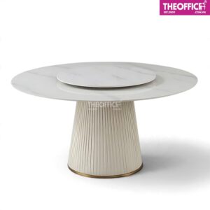 Bàn Ăn Mặt Đá Ceramic Chân Bọc Da PU Chân Sắt TO-BA05