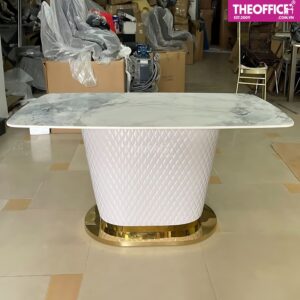 Bàn Ăn Mặt Đá Chân Bọc Da Chân Sắt Tĩnh Điện TO-BA07