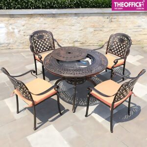 Bàn Ăn Nhôm Đúc Có Bếp Nướng Chống Gỉ Sét TO-BN38