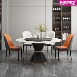 Bàn Ăn Tròn Mặt Đá Ceramic Xoay 2 Tầng Mặt Đá TO-BA13