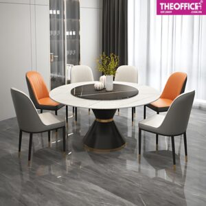Bàn Ăn Tròn Mặt Đá Ceramic Xoay 2 Tầng Mặt Đá TO-BA13