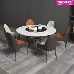 Bàn Ăn Tròn Mặt Đá Ceramic Xoay 2 Tầng Mặt Đá TO-BA13