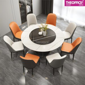 Bàn Ăn Tròn Mặt Đá Ceramic Xoay 2 Tầng Mặt Đá TO-BA13