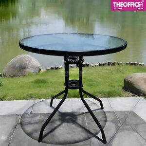 Bàn Cà Phê Sân Vườn Mặt Kính Chân Sắt Tĩnh Điện TO-BN05