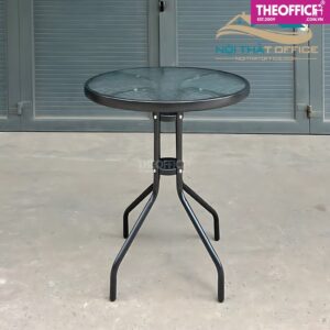 Bàn Cà Phê Sân Vườn Mặt Kính Chân Sắt Tĩnh Điện TO-BN05
