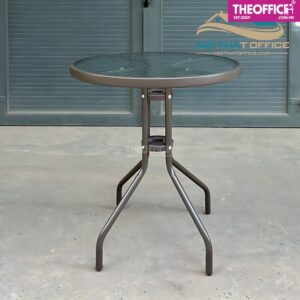 Bàn Cà Phê Sân Vườn Mặt Kính Chân Sắt Tĩnh Điện TO-BN05