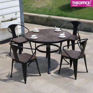 Bàn Cà Phê Sân Vườn Mặt Tròn Mặt Kính Cường Lực TO-BN06