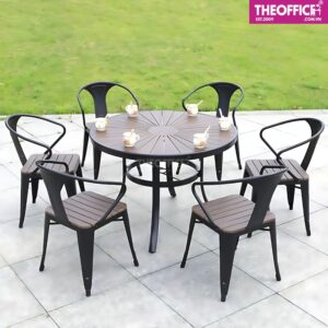 Bàn Cà Phê Sân Vườn Mặt Tròn Mặt Kính Cường Lực TO-BN06