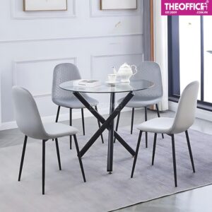 Bàn Cafe Mặt Kính Tròn Chân Sắt Sơn Tĩnh Điện TO-BC01