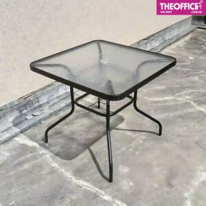 Bàn Cafe Ngoài Trời Mặt Kính Vuông Chân Sắt TO-BN01