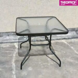Bàn Cafe Ngoài Trời Mặt Kính Vuông Chân Sắt TO-BN01