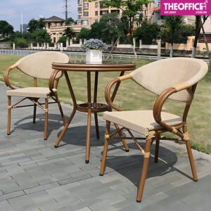 Bàn Cafe Sân Vườn Nhôm Đúc Giả Mây Chống Gỉ Sét TO-BN02