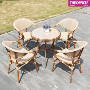 Bàn Cafe Sân Vườn Nhôm Đúc Giả Mây Chống Gỉ Sét TO-BN02