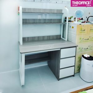 Bàn Chữ U Giá Sách Cao Chân Hộc Tủ Gỗ MDF TO-BL12