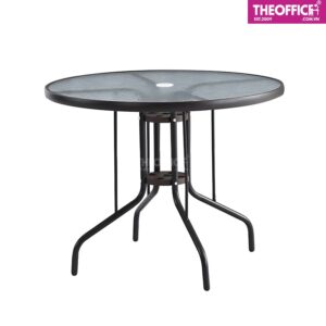 Bàn Coffee Ngoài Trời Mặt Kính Chân Sắt Tĩnh Điện TO-BN03