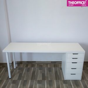 Bàn Ikea 1 Chân Tủ Full Trắng Chính Gỗ MDF TO-BL01