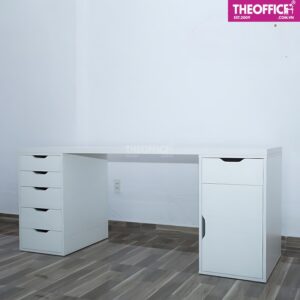 Bàn Ikea 2 Chân Tủ 5 Và 2 Ngăn Full Trắng TO-BL02