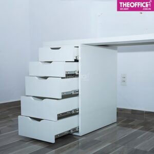 Bàn Ikea 2 Chân Tủ 5 Và 2 Ngăn Full Trắng TO-BL02