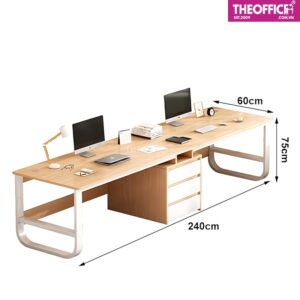 Bàn Làm Việc Đôi Có Chân Tủ Phủ Melamine TO-BL64