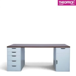 Bàn Làm Việc Ikea 2 Chân Tủ Màu Trắng Nâu TO-BL05