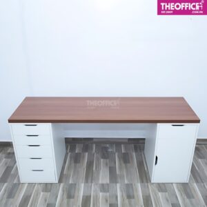 Bàn Làm Việc Ikea 2 Chân Tủ Màu Trắng Nâu TO-BL05