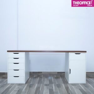Bàn Làm Việc Ikea 2 Chân Tủ Màu Trắng Nâu TO-BL05