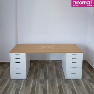 Bàn Làm Việc Ikea Màu Trắng Vàng Đẹp Gỗ MDF TO-BL50