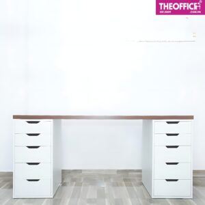 Bàn Máy Tính 2 Chân Tủ Màu Trắng Nâu Gỗ MDF TO-BL66