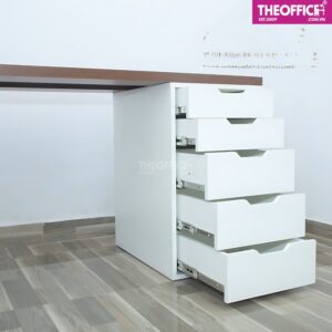 Bàn Máy Tính 2 Chân Tủ Màu Trắng Nâu Gỗ MDF TO-BL66