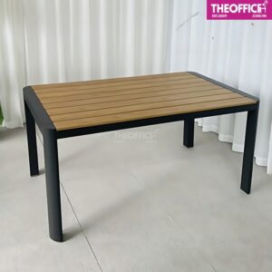 Bàn Ngoài Trời Khung Nhôm Mặt Nan Giả Gỗ TO-BN09