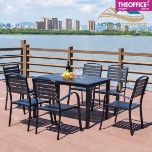 Bàn Ngoài Trời Nhôm Đúc Mặt Polywood Giả Gỗ TO-BN14
