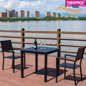 Bàn Ngoài Trời Nhôm Đúc Mặt Polywood Giả Gỗ TO-BN14
