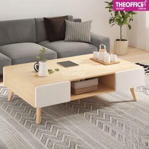 Bàn Sofa Chân Gỗ 4 Ngăn Tủ Kéo Phủ Melamine TO-BS02