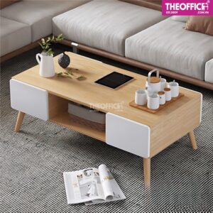 Bàn Sofa Chân Gỗ 4 Ngăn Tủ Kéo Phủ Melamine TO-BS02