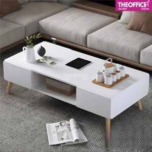Bàn Sofa Chân Gỗ 4 Ngăn Tủ Kéo Phủ Melamine TO-BS02