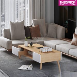 Bàn Sofa Chân Gỗ 4 Ngăn Tủ Kéo Phủ Melamine TO-BS02