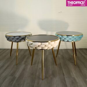 Bàn Tròn Cafe Khung Thép Xi Mạ Vàng Chân Sắt TO-BC08