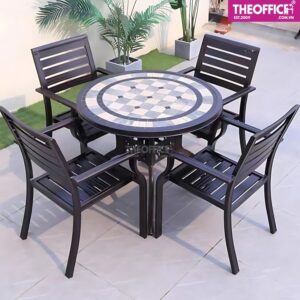 Bàn Tròn Mặt Đá Khung Chân Nhôm Đúc Chống Gỉ Sét TO-BN28