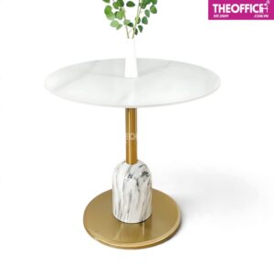 Bàn Tròn Mặt Đá Phiến Ceramic Đẹp Sang Chân Sắt TO-BC10
