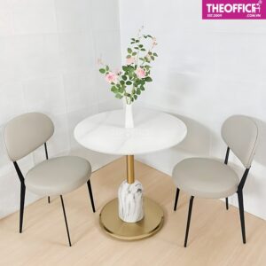 Bàn Tròn Mặt Đá Phiến Ceramic Đẹp Sang Chân Sắt TO-BC10