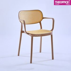 Ghế Ăn Nhựa Đúc Giả Mây Có Tay Vịn Êm Ái Thoải Mái TO-GA47