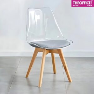 Ghế Cafe Eames Nhựa Poly Trong Suốt Đệm Dày Êm Ái TO-GCF96