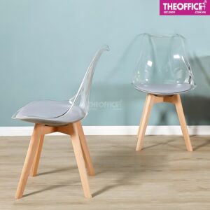 Ghế Cafe Eames Nhựa Poly Trong Suốt Đệm Dày Êm Ái TO-GCF96