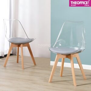 Ghế Cafe Eames Nhựa Poly Trong Suốt Đệm Dày Êm Ái TO-GCF96