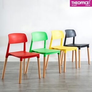 Ghế Cafe Mặt Nhựa PP Chân Gỗ Sang Trọng Hiện Đại TO-GCF106