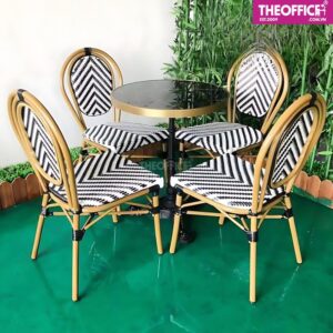 Ghế Cafe Ngoài Trời Nhôm Đúc Giả Mây Tiện Lợi TO-GCF90