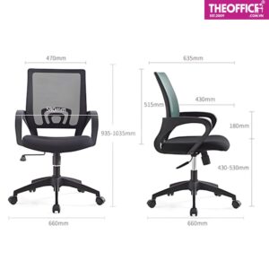 Ghế Nhân Viên Chân Nhựa Xoay Kiểu Dáng Thanh Lịch TO-GV95