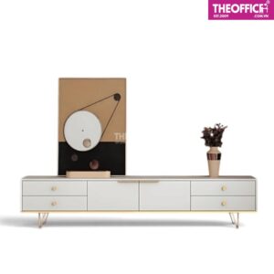 Tủ Kệ Tivi Chân Mạ Crom Vàng Sang Trọng Hiện Đại TO-KTV01